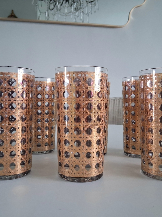 Culver Other - Vintage Culver's 22k Gold Canella Pattern Highball Drinking Glasses Ser 6